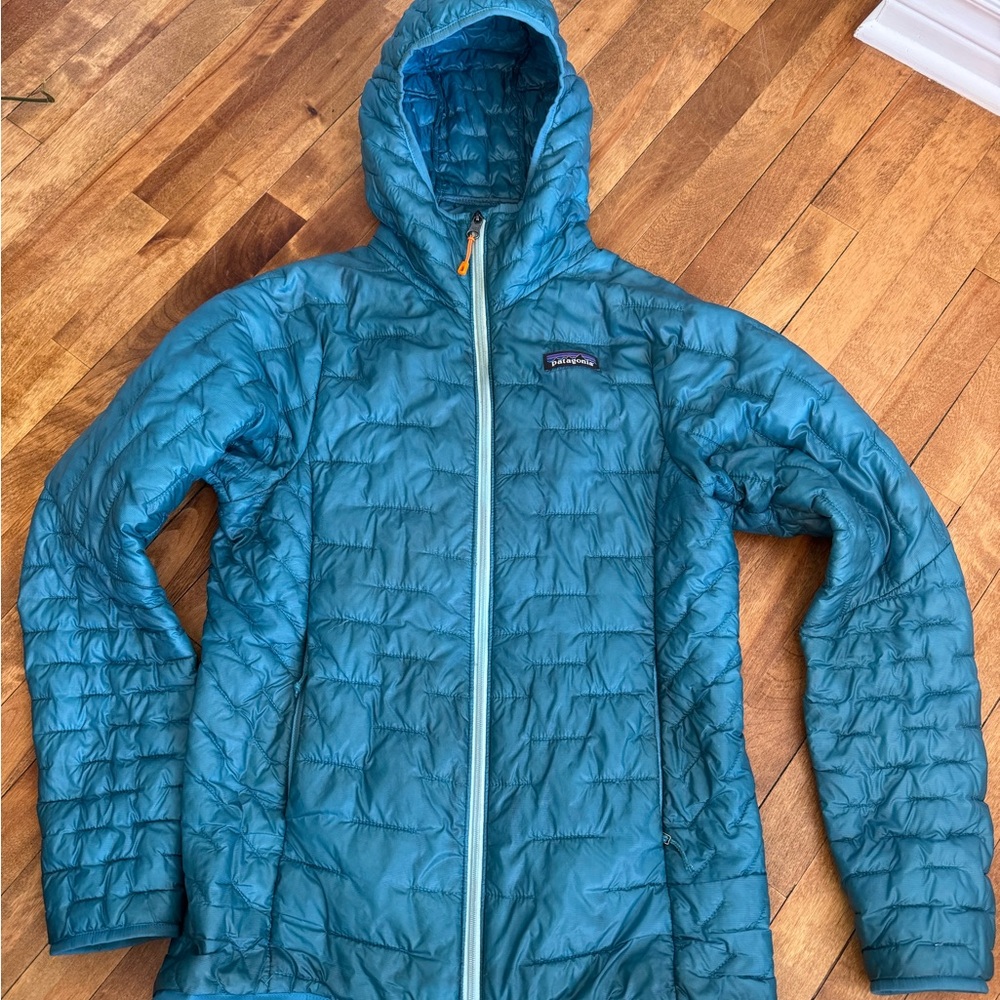 Patagonia Teal Hooded Micro Puff Jacket - Women's